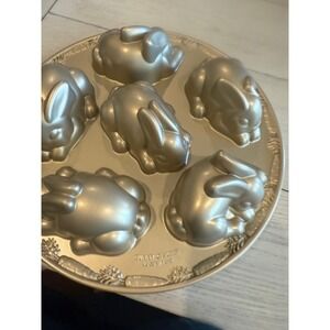 Nordic Ware‎ Bunny Cakelet Pan Gold Easter Spring Rabbit Baking Mold  4.5 cups